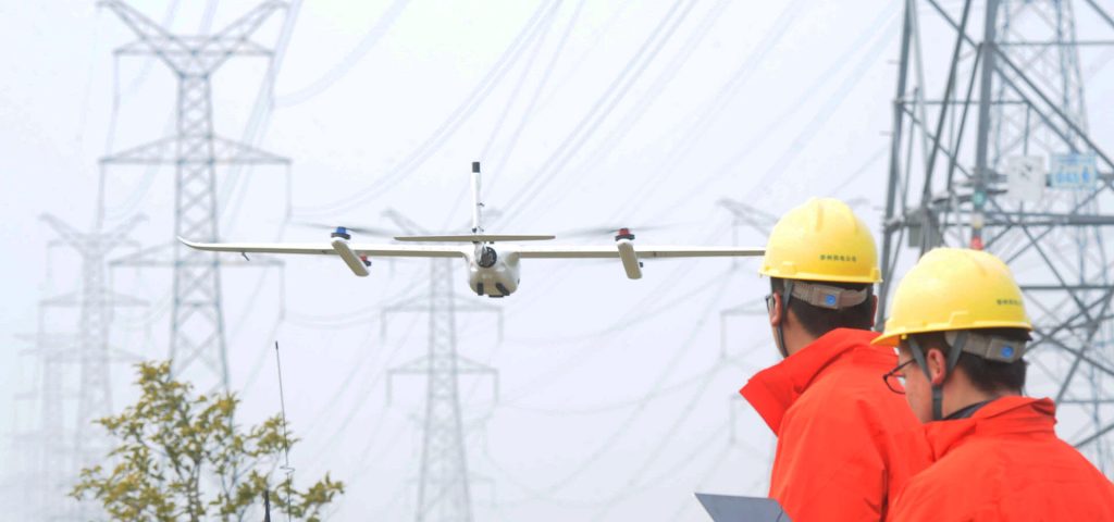 Drone used in power line inspection