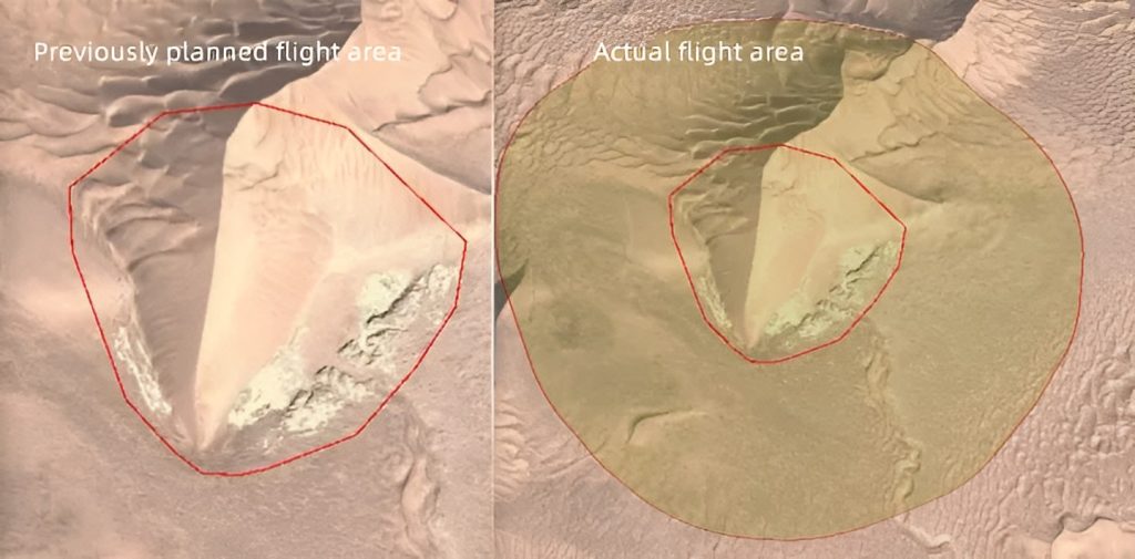  Actual flight area of Taklimakan desert