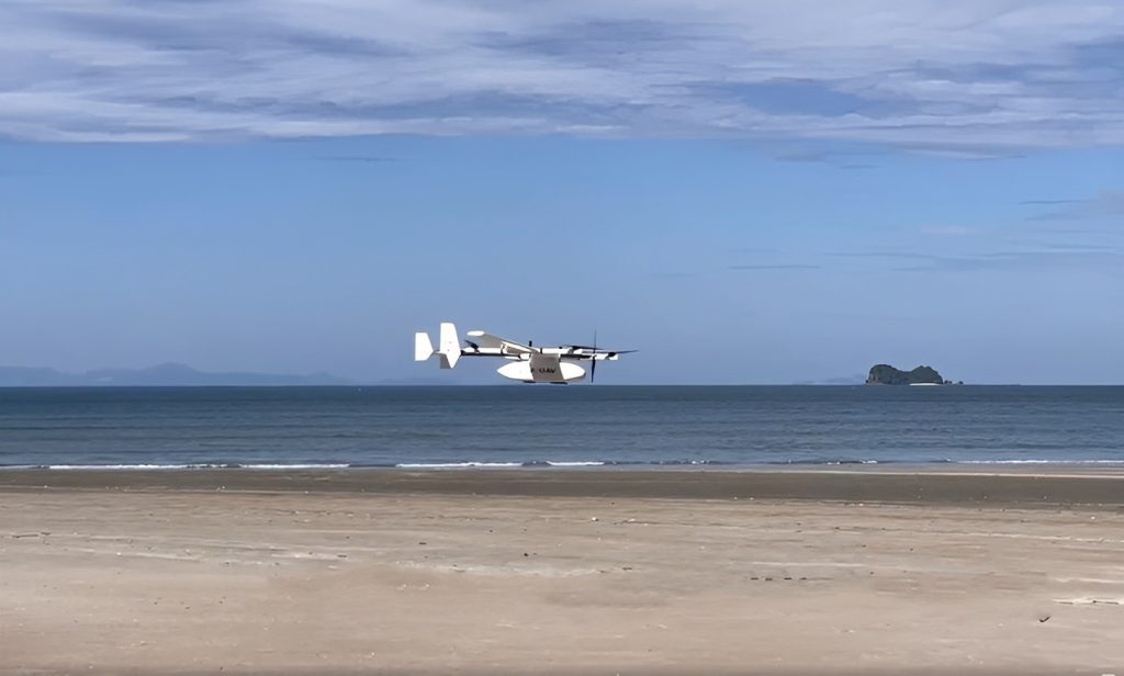 CW-15II marine drone flying in the sky
