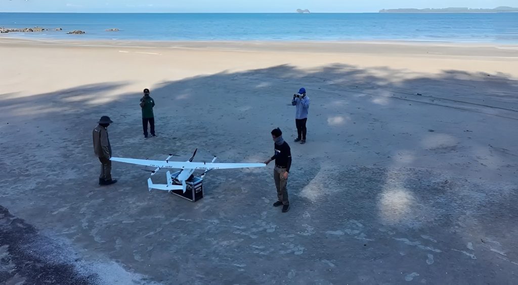 Pre-flight check of CW-15II conservation drone