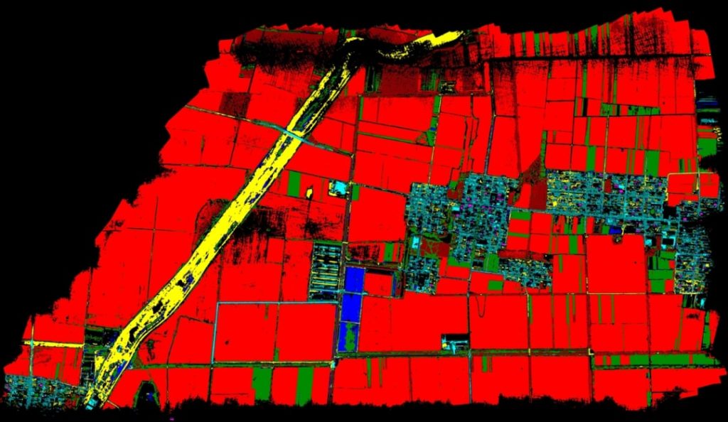 Results of SAM-based spectral angle classification mapping in ENVI