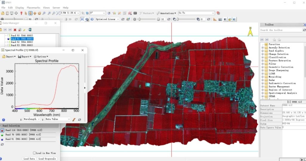 Hyperspectral CIR image opened in ENVI