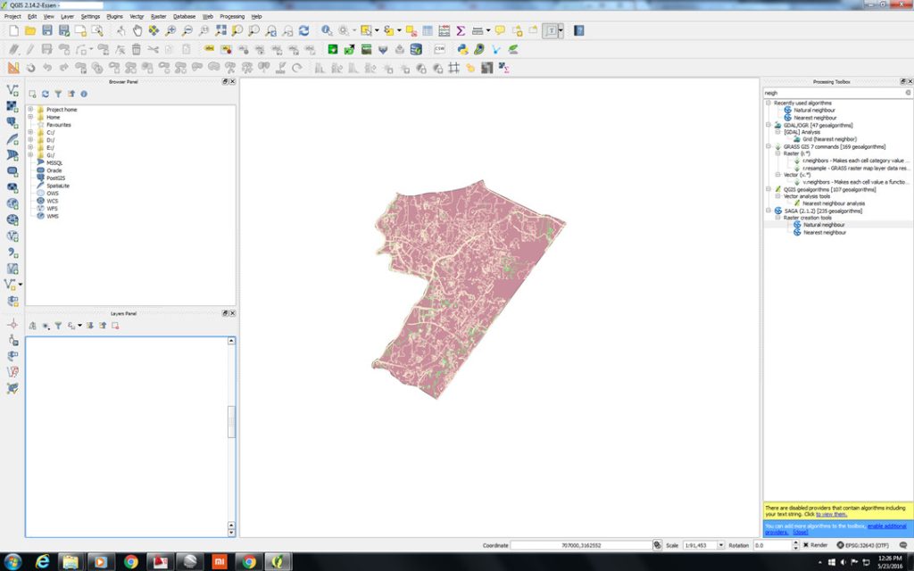 Calculate slope in Digital Elevation Model using QGIS