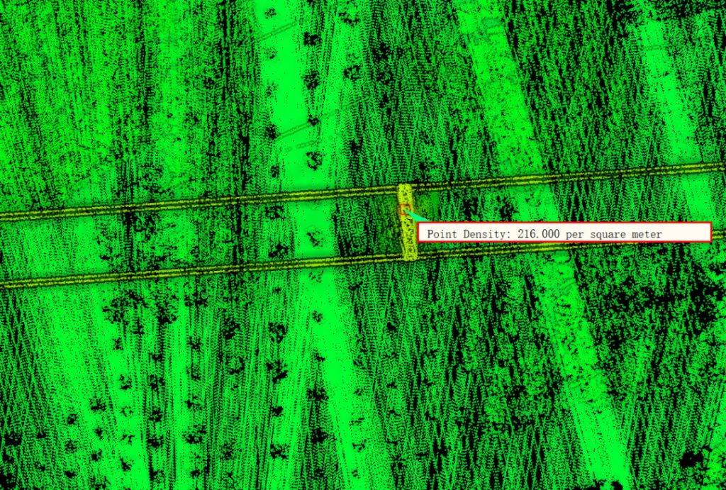 Density of tower point clouds collected by CW-15 with JoLiDAR-1000