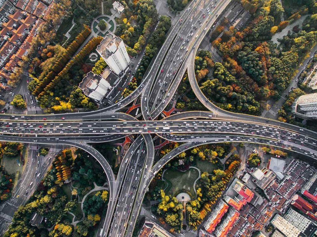 Bird eye view of highway 