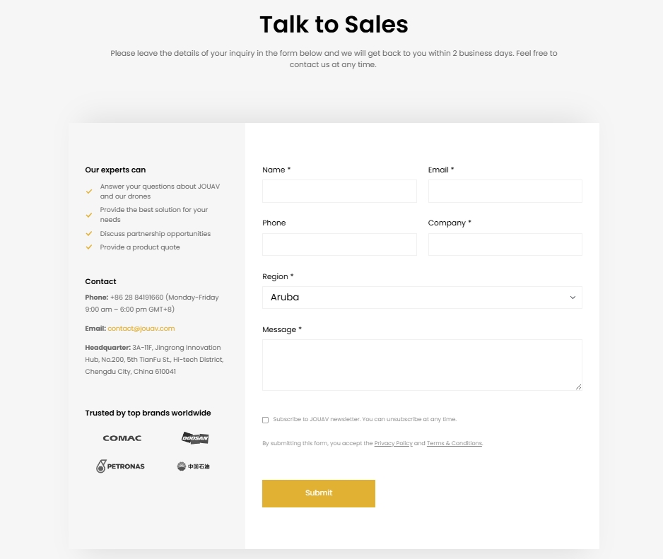 JOUAV contact form