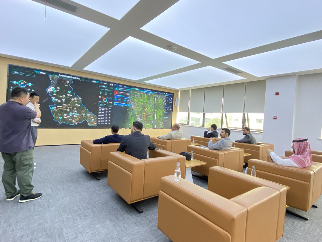 The Saudi Aramco delegation observes a live demonstration of the JoCloud platform and VTOL Hangar system.