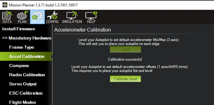 Accelerometer calibration ArduPilot