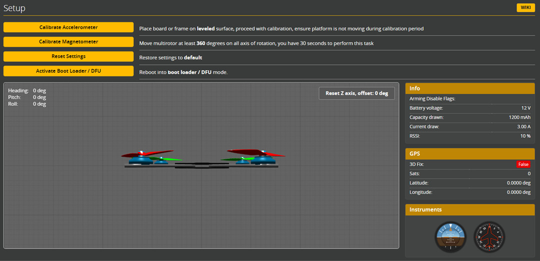 Betaflight configurator setup tab