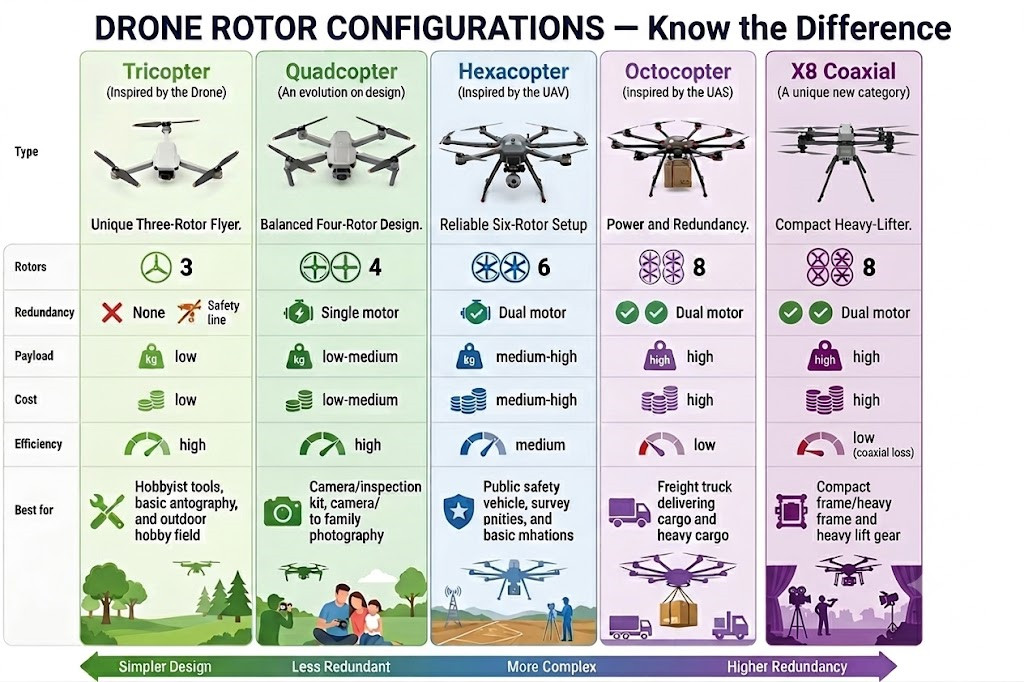 Drone rotor configurations