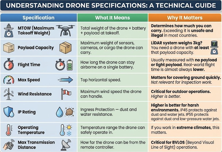 Multirotor drone specifications