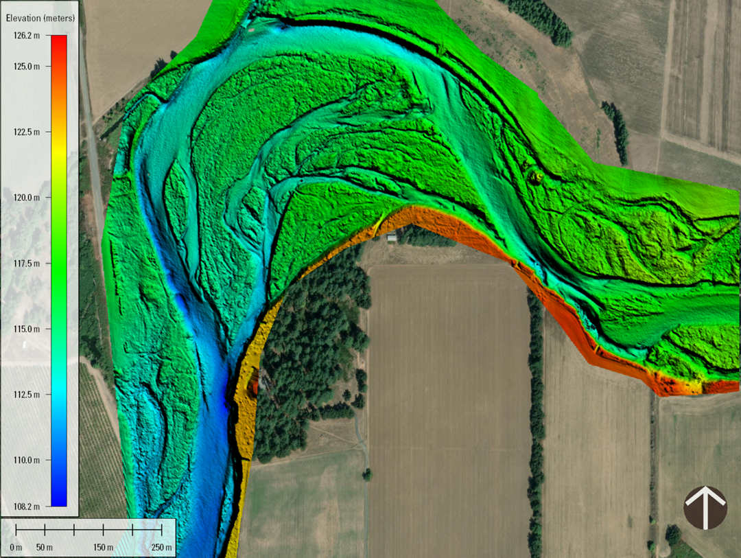 The digital elevation model of the Santiam River
