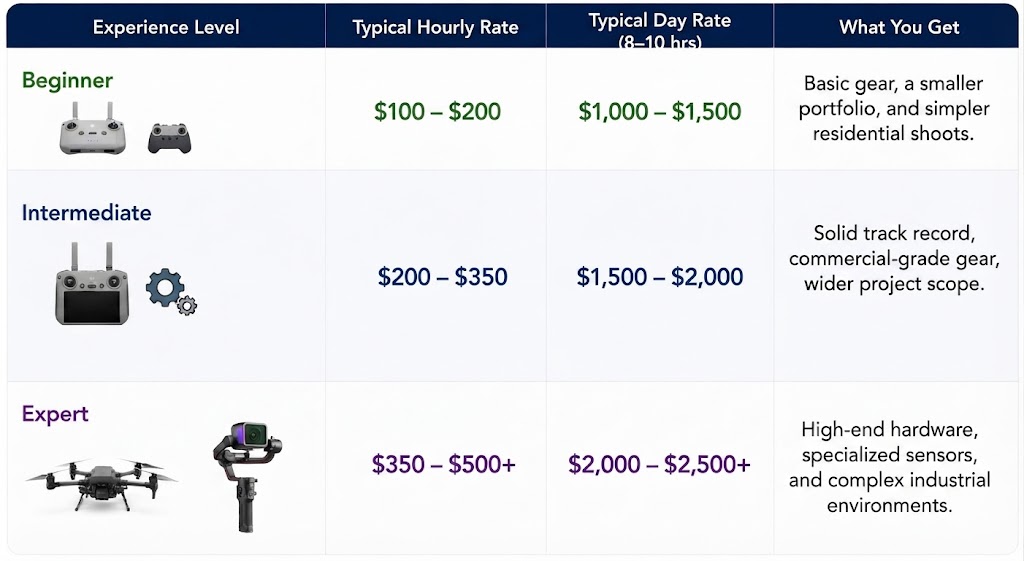 Hourly rates of drone service cost